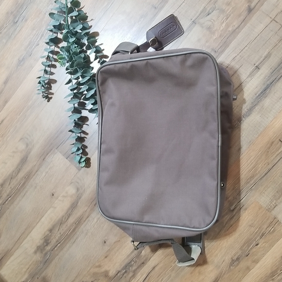 VINTAGE Brown Canvas Carry-on Travel Luggage Bag - Picture 4 of 15